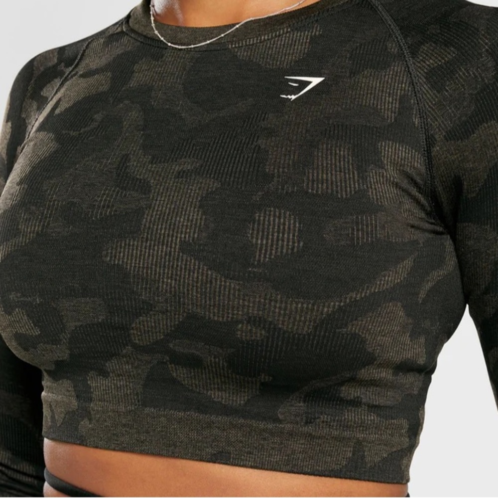 Gymshark camo seamless crop top Black S
